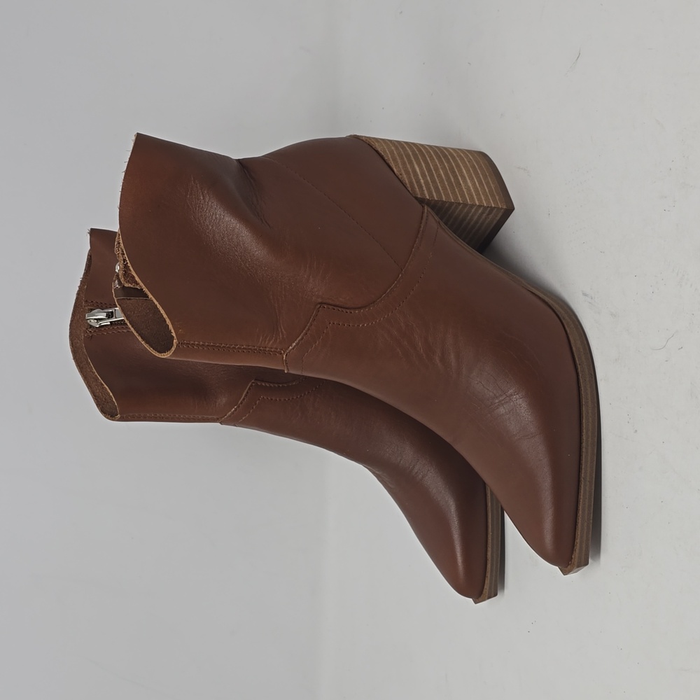Steve Madden Cate Cognac Leather Color Zip Side Ankle Booties Size 7